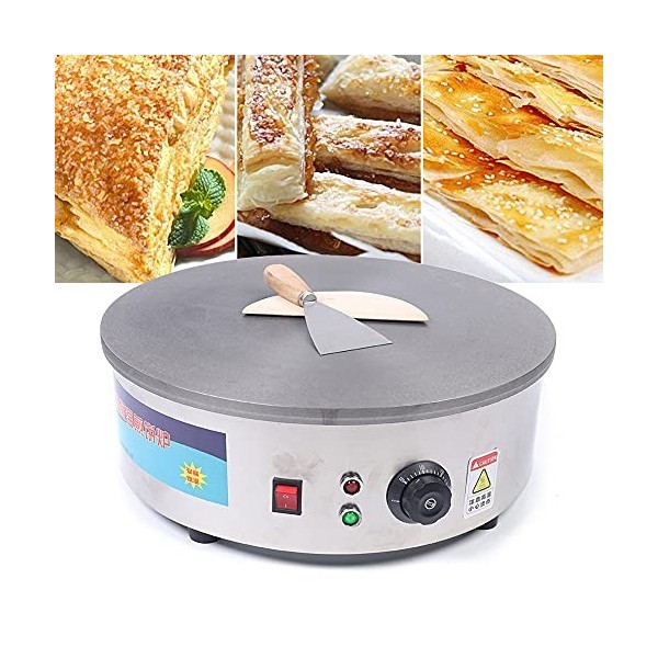 Crêpière, 220V SX-450P 45 cm Plaque Crêpière, Professionnelle Crêpière Pour crêpes, pancakes, omelettes, jambon palaté