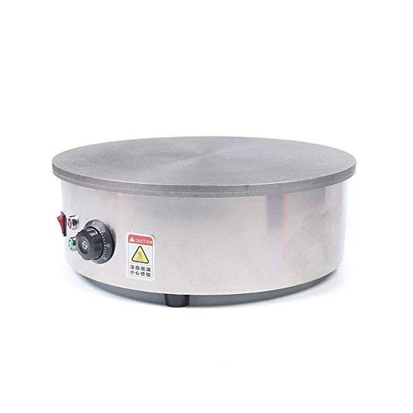 Crêpière électrique ronde 2800 W, dispositif professionnel Crêpière, 45cm, Température ajustable, pour Crêpes sucrées, galett
