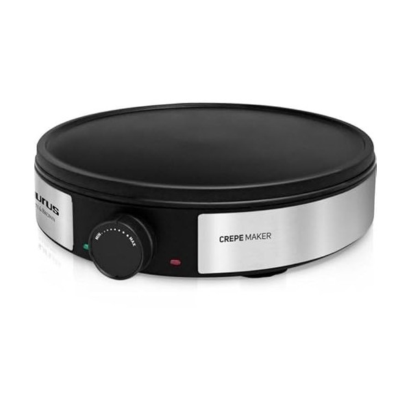 Taurus S164 - Crêpière électrique 1200W, Thermostat réglable, Plaque antiadhésive de 30cm, Stockage vertical, Voyant fonction