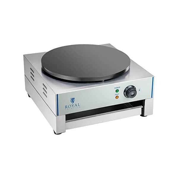 Royal Catering Crêpière Electrique RCEC-3000-E 48x45x23,5cm, 3.000W, diamètre de la plaque chauffante 40cm, plaque : fonte a