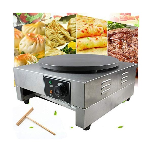 czyuRachel Crêpière, 3000w Φ400mm Crêpière Plaque À Crêpes Cuivre-Électrique Chauffante Crêpière Acier Inoxydable Crêpière Av