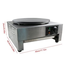 czyuRachel Crêpière, 3000w Φ400mm Crêpière Plaque À Crêpes Cuivre-Électrique Chauffante Crêpière Acier Inoxydable Crêpière Av