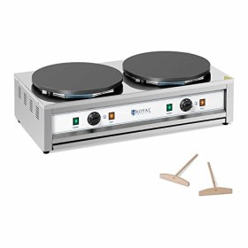 Royal Catering RC-CMD01 Crêpière Électrique Double Pro Machine À Crêpes Plaque En Fonte 40 cm 2 x Ø400 mm, 2 x 3,000 W, 0-30