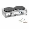 Royal Catering RC-CMD01 Crêpière Électrique Double Pro Machine À Crêpes Plaque En Fonte 40 cm 2 x Ø400 mm, 2 x 3,000 W, 0-30