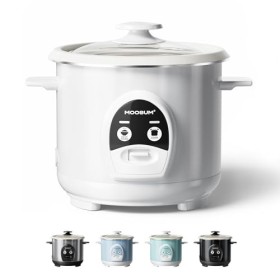 MOOSUM Cuiseur à riz avec cuiseur vapeur One Touch et nourriture, 0,6 l à 3 tasses, pour 1 à 2 personnes, cuisson rapide sans