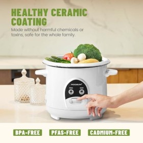 MOOSUM Cuiseur à riz avec cuiseur vapeur One Touch et nourriture, 0,6 l à 3 tasses, pour 1 à 2 personnes, cuisson rapide sans