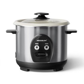 MOOSUM Cuiseur à riz avec cuiseur vapeur One Touch et nourriture, 0,6 l à 3 tasses, pour 1 à 2 personnes, cuisson rapide sans