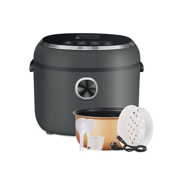 AMZCHEF Mini cuiseur de riz 2L multifonctionnel pour 1-4 personnes,4 tasses non cuit ,Rice Cooker de riz 400W,7 fonctions de