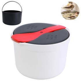 Cuiseur à riz pour micro-ondes, cuiseur vapeur de 2 L avec cuillère à riz, couvercle, passoire et marmite à vapeur, cuiseur v
