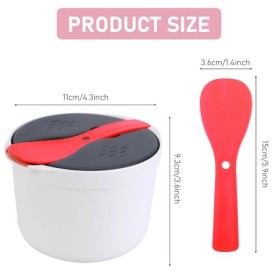 Cuiseur à riz pour micro-ondes, cuiseur vapeur de 2 L avec cuillère à riz, couvercle, passoire et marmite à vapeur, cuiseur v