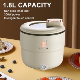 Cuiseur à Riz électrique, Petit Cuiseur à Riz Antiadhésif 1,8 L, Cuiseur à Riz Portable 300 W One Touch pour 1 à 2 Personnes,