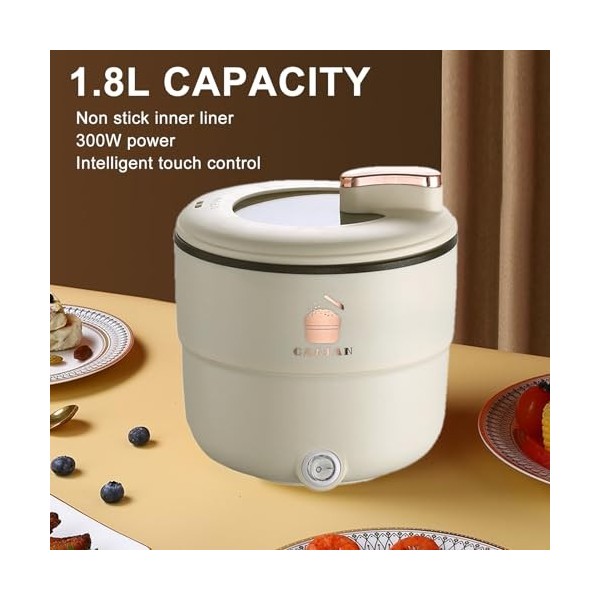 Cuiseur à Riz, Mini Cuiseur à Riz électrique de 1,8 L pour Repas Simples ou Doubles, Prend en Charge la Cuisson du Riz, Ragoû