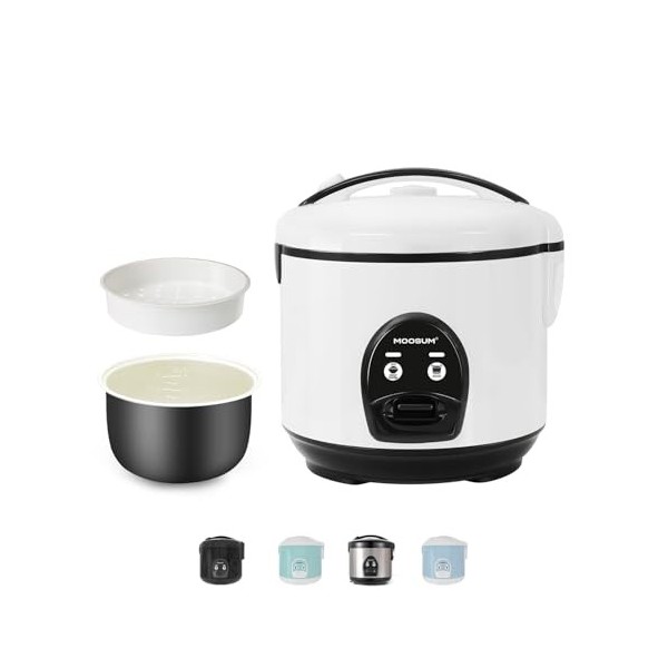 MOOSUM Cuiseur à riz & bouton unique,0,8L Petite capacité,Pour 2-5 personnes,Préparation rapide sans brûler - Avec fonction m