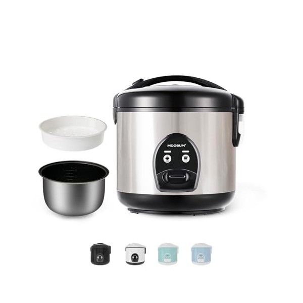 MOOSUM Cuiseur à riz & bouton unique,0,8L Petite capacité,Pour 2-5 personnes,Préparation rapide sans brûler - Avec fonction m