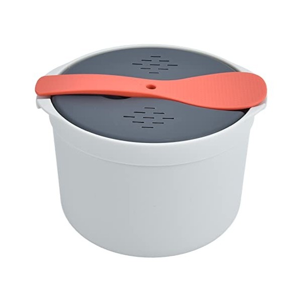 Cuiseur à Riz pour Micro-ondes, 2 L, Pâtes Micro-ondes, Matériau PP, Cuiseur Vapeur à Pression, Cuillère, Couvercle, Passoire