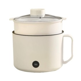 Mini cuiseur électrique multifonction portable pour nouilles soupe avec technologie Maifanshi beige et panier vapeur aliment