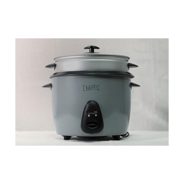 KRITE Rice Cooker [Large Capacity] Stainless Steel 1.5L, 8 portions, spoon & pod included, Auto Shut-Off & Keep Warm, Also i