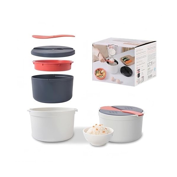Molucki Lot de 5 cuiseurs à riz antiadhésifs de qualité alimentaire avec panier vapeur amovible - Convient à tous les fours à