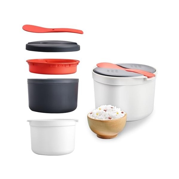 Cuiseur à riz pour micro-ondes, cuiseur à riz domestique avec plateau vapeur, cuiseur à riz à 3 couches, résistant aux hautes