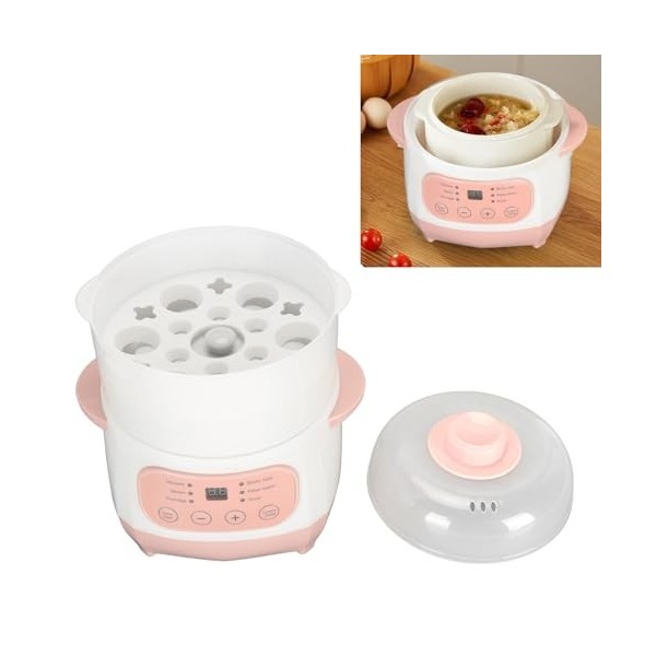 Marmite électrique, Cuiseur à Riz électrique 1 L avec Marmite Intérieure en Céramique pour Bouillie, Soupe, Riz, Rendez-vous,