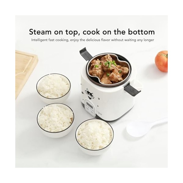 Mini Cuiseur à Riz 24 V, Petit Cuiseur à Riz de Voyage Portable de 1,2 L pour Voiture/Camion, Petit Cuiseur à Riz, Cuiseur à 