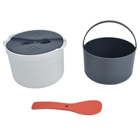 Cuiseur à Riz à Micro-ondes 2L avec Cuillère détanchéité, Matériau PP de qualité Alimentaire, Couvercle, Passoire et Marmite