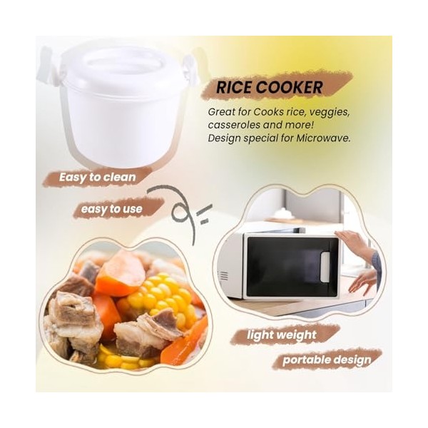UrbanNest Cuiseur à Riz Micro-Ondes Multifonction RéCipient à DéJeuner Cuiseur à Micro-Ondes Ustensiles de Cuisine pour Four 