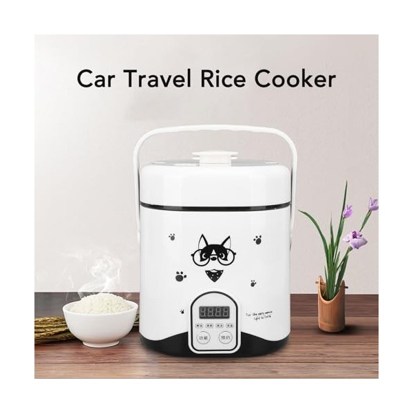 Cuiseur à Riz pour Voiture, Mini Cuiseur à Riz 1,2 L 24 V 180 W, Boîte à Déjeuner électrique, Voyage, Petit Pot Antiadhésif A