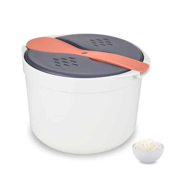 RUCUDIM Cuiseur à riz pour micro-ondes 2 L Cuiseur vapeur pour micro-ondes Cuiseur à riz anti-adhésif Cuiseur à riz et pâtes 