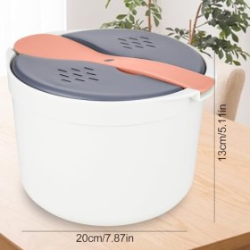 RUCUDIM Cuiseur à riz pour micro-ondes 2 L Cuiseur vapeur pour micro-ondes Cuiseur à riz anti-adhésif Cuiseur à riz et pâtes 