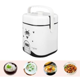 Petit Cuiseur à Riz de 1,2 L avec Revêtement Antiadhésif, Cuiseur de Voyage Multifonction 180 W avec Minuterie de 24 Heures, 
