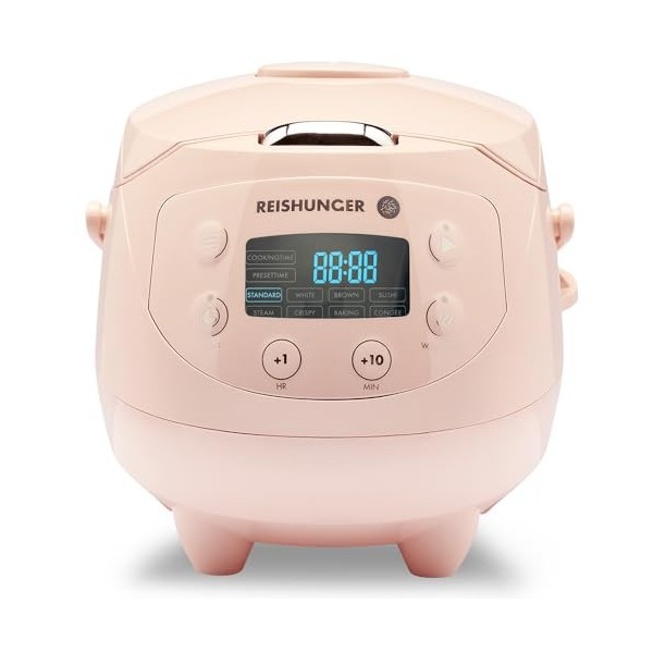 REISHUNGER Mini Auto Cuiseur à riz japonais et cuiseur vapeur jaune clair avec fonction maintien au chaud et bol en céramique