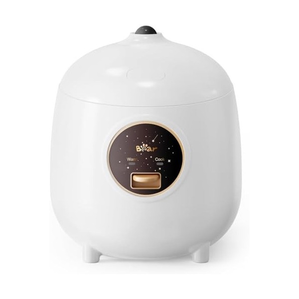 Bear Cuiseur à riz 2 tasses non cuit, petit cuiseur de riz 1.2L avec revêtement antiadhésif, sans BPA, mini cuiseur à riz por
