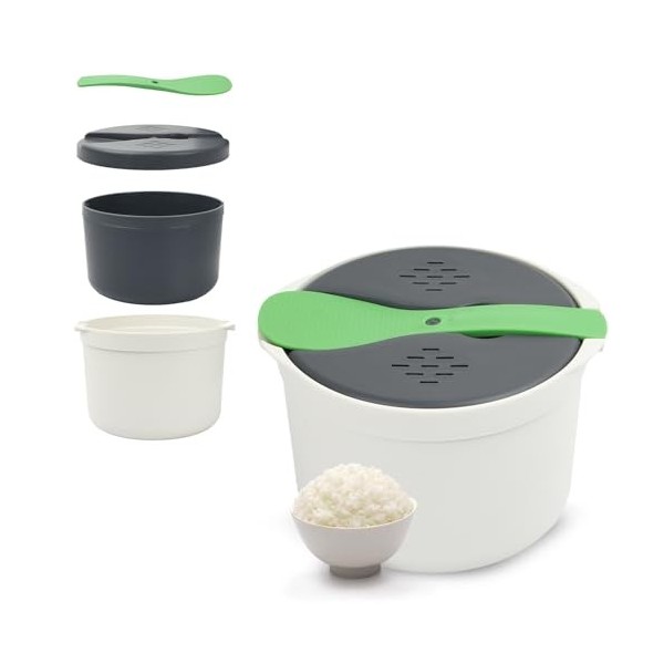 Cuiseur à Riz et Nouilles Micro-Ondes, Cuiseur à Riz et Céréales Micro-Ondes, Cuiseur Vapeur à Riz Micro ondes, Ensemble de C