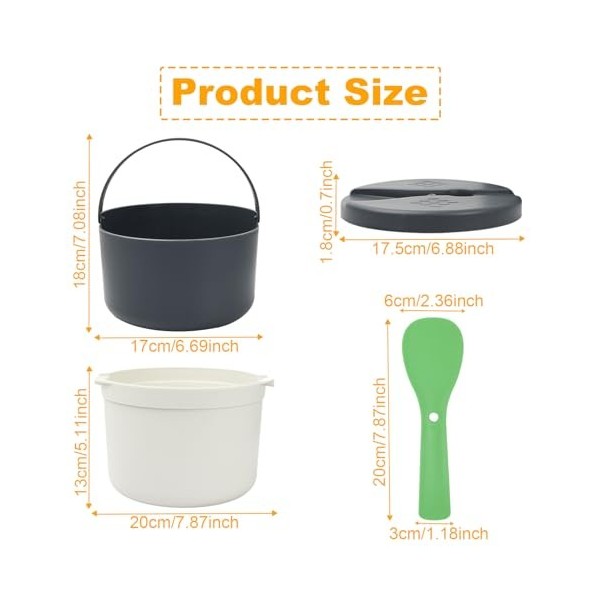 Cuiseur à Riz et Nouilles Micro-Ondes, Cuiseur à Riz et Céréales Micro-Ondes, Cuiseur Vapeur à Riz Micro ondes, Ensemble de C