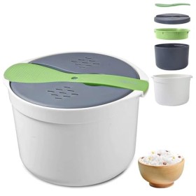 2l Cuiseur à Riz Pour Micro-Ondes, TOATELU Microwave Rice Cooker Cuiseur à Riz Micro-Ondes Sans Bpa,Cuiseur à Riz Pour Micro-
