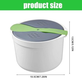 2l Cuiseur à Riz Pour Micro-Ondes, TOATELU Microwave Rice Cooker Cuiseur à Riz Micro-Ondes Sans Bpa,Cuiseur à Riz Pour Micro-