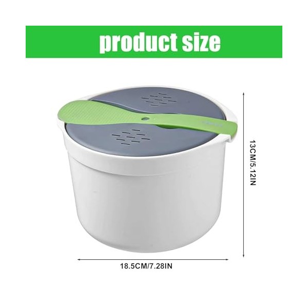 2l Cuiseur à Riz Pour Micro-Ondes, TOATELU Microwave Rice Cooker Cuiseur à Riz Micro-Ondes Sans Bpa,Cuiseur à Riz Pour Micro-