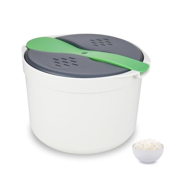 RUCUDIM Cuiseur à riz pour micro-ondes 2 L - Cuiseur vapeur pour micro-ondes - Cuiseur à riz anti-adhésif - Cuiseur à riz et 