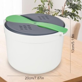 RUCUDIM Cuiseur à riz pour micro-ondes 2 L - Cuiseur vapeur pour micro-ondes - Cuiseur à riz anti-adhésif - Cuiseur à riz et 