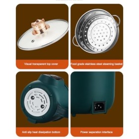 Cuiseur à Riz, Cuiseur à Riz Antiadhésif de 1,8 L avec Panier de Cuisson à la Vapeur, Multicuiseur, Petit Cuiseur électrique 