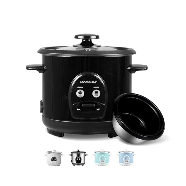 MOOSUM Cuiseur de Riz 0.6L - 3CUP & Commande à Un Bouton, 0,6L - 3CUP, Pour 1-3 Personnes, Préparation Rapide Sans Brûler - A