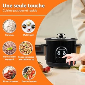 MOOSUM Cuiseur de Riz 0.6L - 3CUP & Commande à Un Bouton, 0,6L - 3CUP, Pour 1-3 Personnes, Préparation Rapide Sans Brûler - A