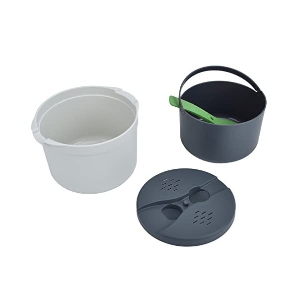 Cuiseur à Riz pour Micro-ondes 2 L, Matériau PP de qualité Alimentaire, Machine à Riz pour Micro-ondes avec Couvercle de Cuil