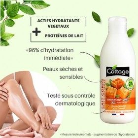 Cottage Lait corps Hydratant Flash- Peaux normales et sèches- Tendre Caramel - 97% d ingrédients dorigine naturelle- 200ml