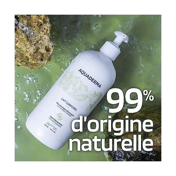 AQUADERMA Lait Corps Hydratant à lEau Volcanique et Aloe Vera BIO 500ml - Hydrate en Profondeur - Tous Types de Peaux - Fabr