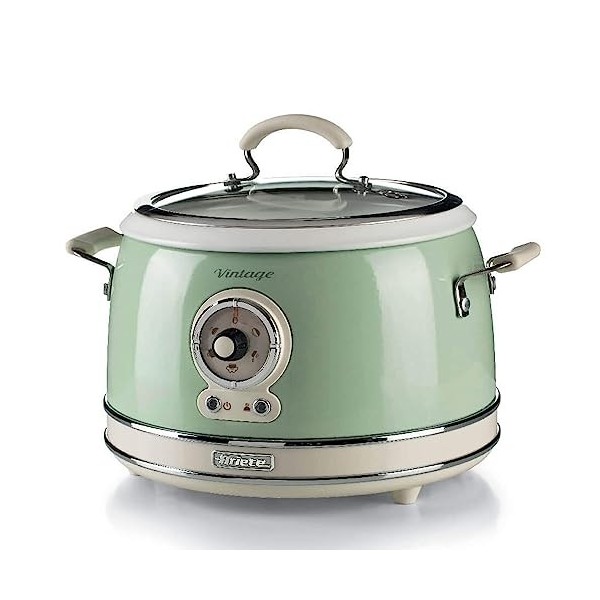 Ariete 2904, Cuiseur à Riz, Cuiseur à Riz Mijoteuse, Cuisson à la Vapeur, Ligne Vintage, 3,5 L, Revêtement Céramique Anti-Adh