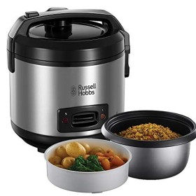 Russell Hobbs Cuiseur de Riz [2en1 - Simple & Rapide] Classic 1,2L, Panier Vapeur, Couvercle Verrouillable, Maintien au Chau