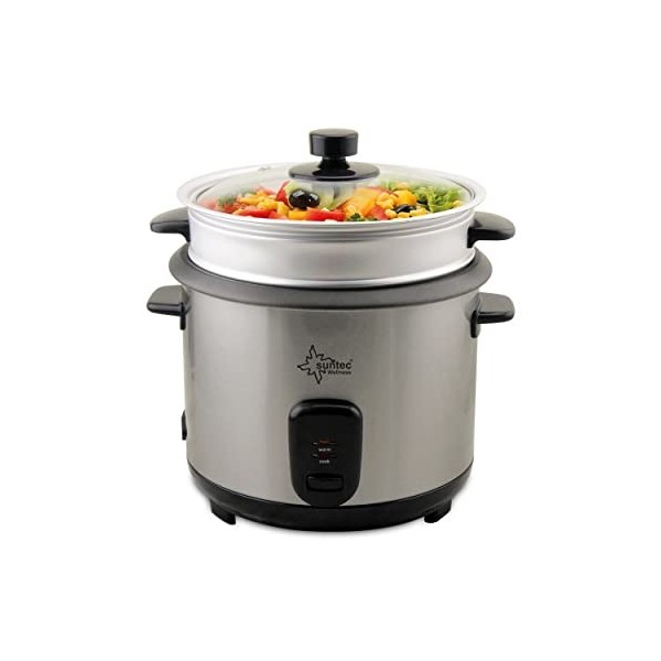 SUNTEC Cuiseur de riz RKO-9974 Thuy-Denise [capacité de 1 l, utilisable comme cuiseur vapeur, avec gobelet de mesure + pelle 