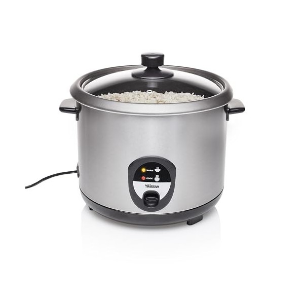 Tristar Cuiseur à riz RK-6117-0,6 litre - Fonction de maintien au chaud,300w,0.6l,18 x 18 x 18cm,noir,blanc